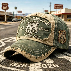 🧢🌟Gorra de béisbol retro ajustable de la Ruta 66, la elección perfecta para los entusiastas del ciclismo.