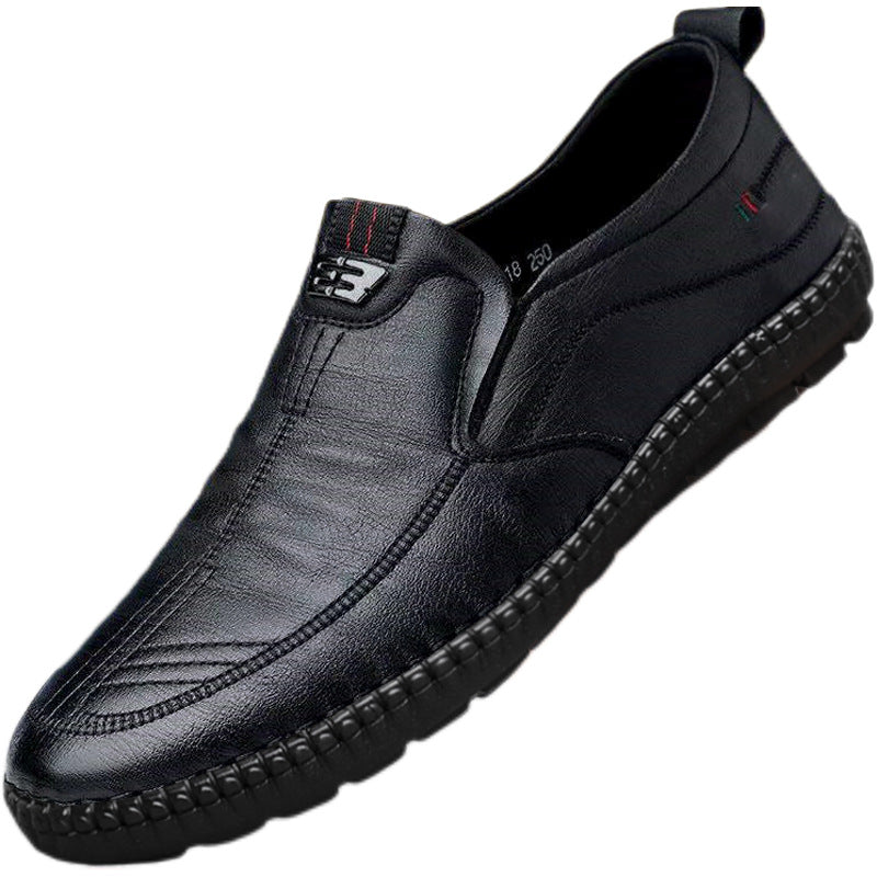 【39-44】 Zapatos casuales de cuero genuino para hombres de mediana edad y mayores