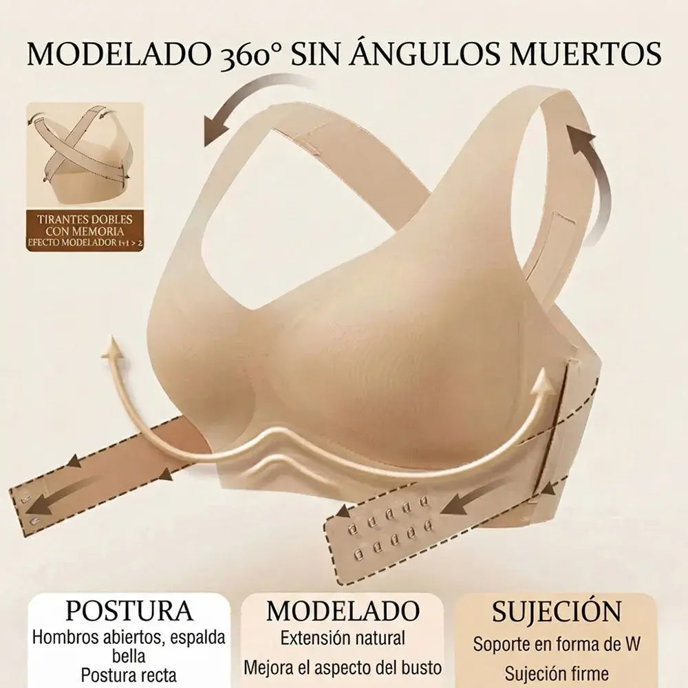 😍❤️ 40-120 kg 【Paquete de 3】✨ Sujetador deportivo reductor y moldeador sin costuras – Postura correctora, realza y levanta el