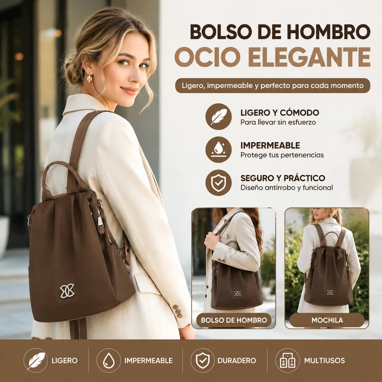 Bolso de hombro de tela Oxford ligero antirrobo multifuncional de gran capacidad