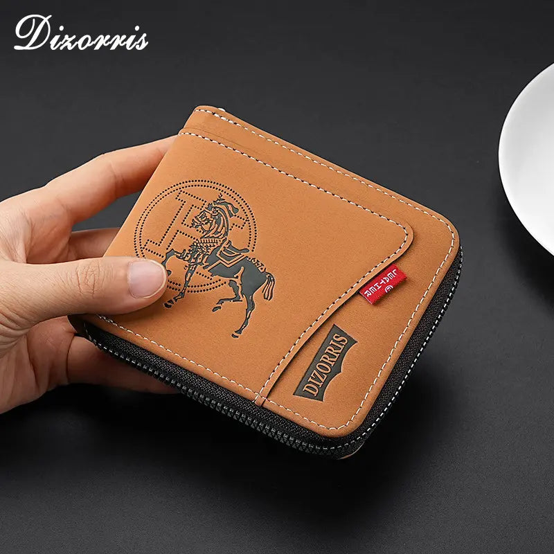 🔥🔥【50%OFF】Nueva y elegante cartera corta con cremallera de estilo retro para hombre.