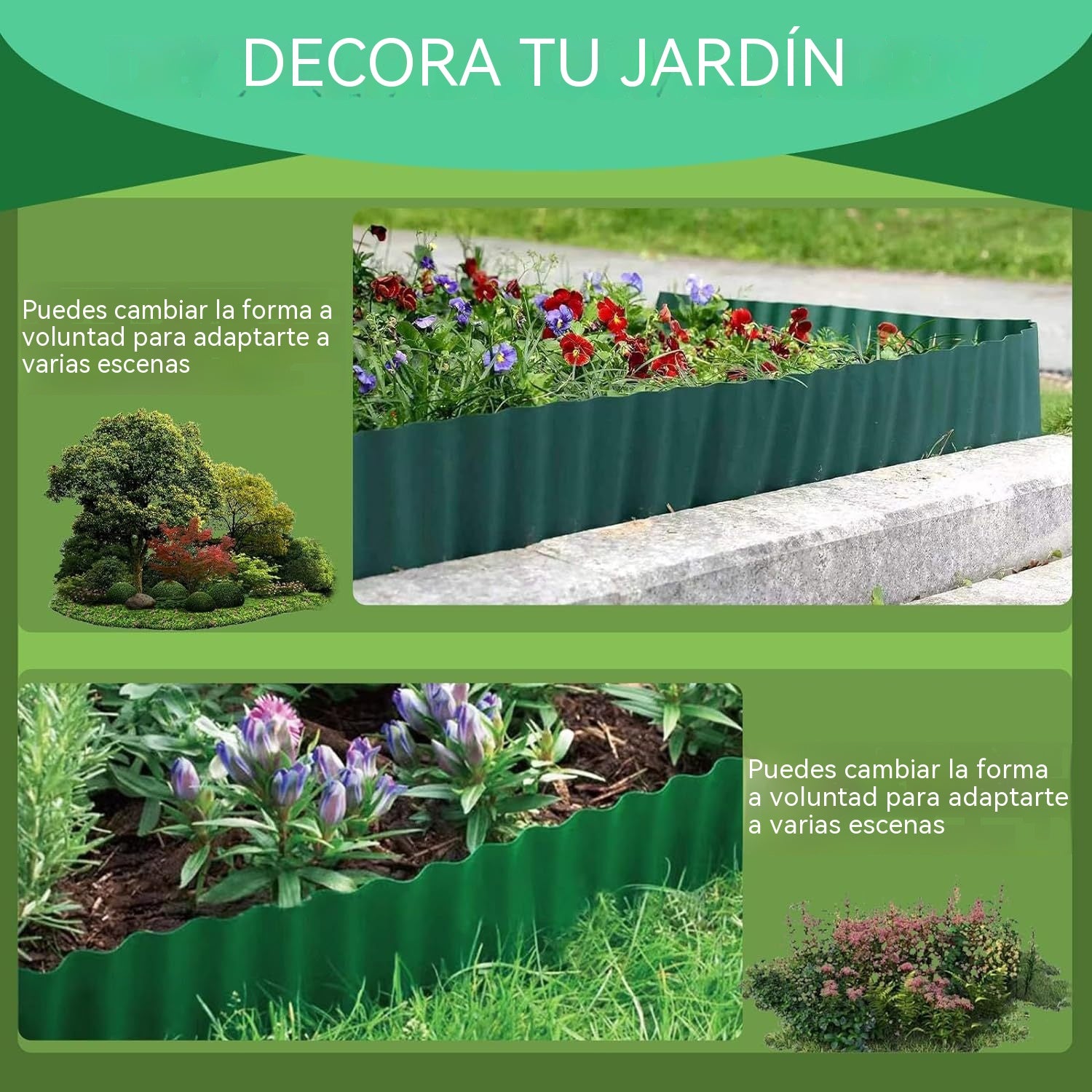 [15cm×9m]Valla decorativa de plástico para jardín, barandilla de protección para el borde del césped