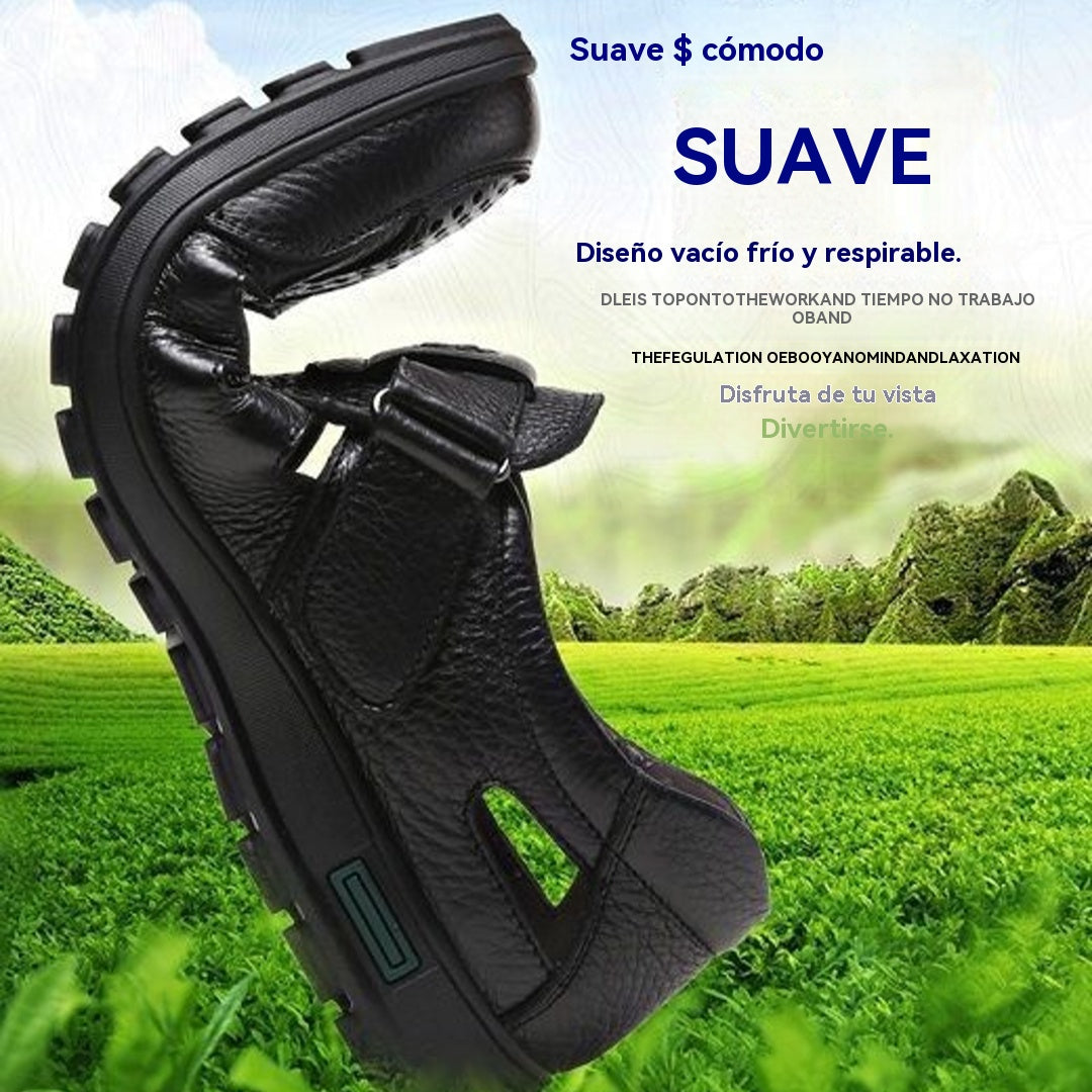 💥（39-44）Sandalias de verano de piel auténtica transpirables para hombre