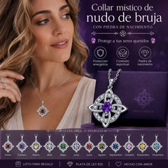 ✨🔮Collar místico de nudo de bruja con piedra de nacimiento 💞 Protege a tus seres queridos