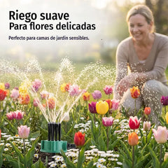 ✨ Aspersor automático multicabezal de jardín de 360°