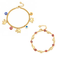 🔥Compra 1 y llévate 1 gratis (2 piezas)📿 🌀 Pulsera de estilo bohemio con colgante de elefante de la suerte: Un colgante con significado, longitud ajustable, material chapado en oro✨
