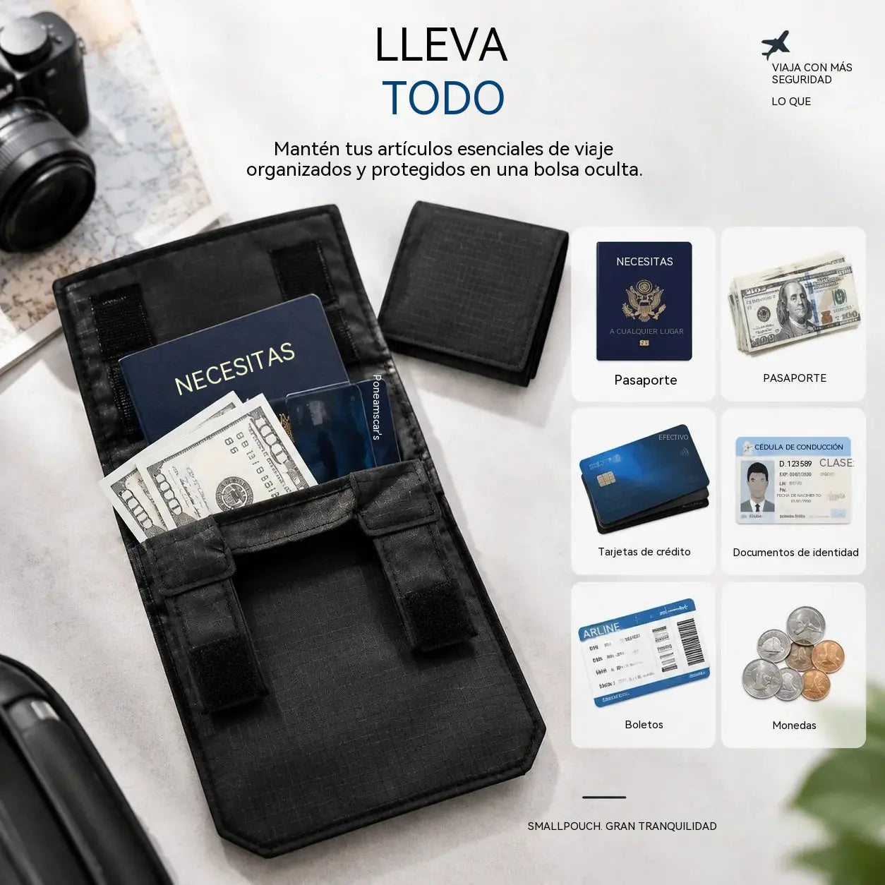 🔥 Último día: 50 % de descuento — Cartera de viaje antirrobo ultrafina 3 en 1