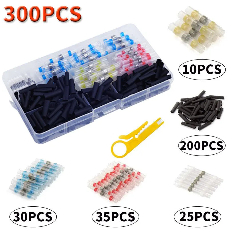 🔌 Kit de 300 Conectores Termorretráctiles con Soldadura | Terminales Impermeables Aislados para Cables | Automotriz y Hogar ⚡
