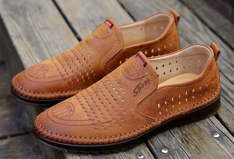 💥💥 Zapatos casuales de cuero genuino hechos a mano para exteriores para hombres