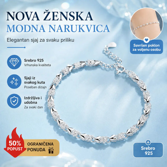 😀👉【Kupite jedan, dobijte jedan gratis】💖🍀Obožavam novu modernu narukvicu od 925 srebra s djetelinom za žene s četiri lista