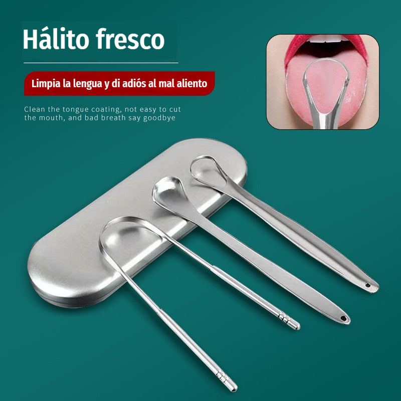 【Juego de 4 piezas】Juego de raspadores de lengua de acero inoxidable