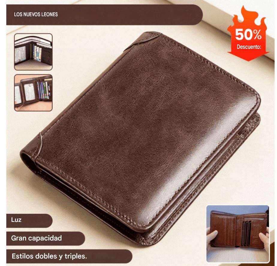 🔥【Compra 1 y llévate 1 gratis】👝✨ Nueva cartera para hombre de piel auténtica con protección antirrobo.