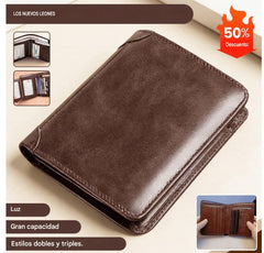 🔥【Compra 1 y llévate 1 gratis】👝✨ Nueva cartera para hombre de piel auténtica con protección antirrobo.
