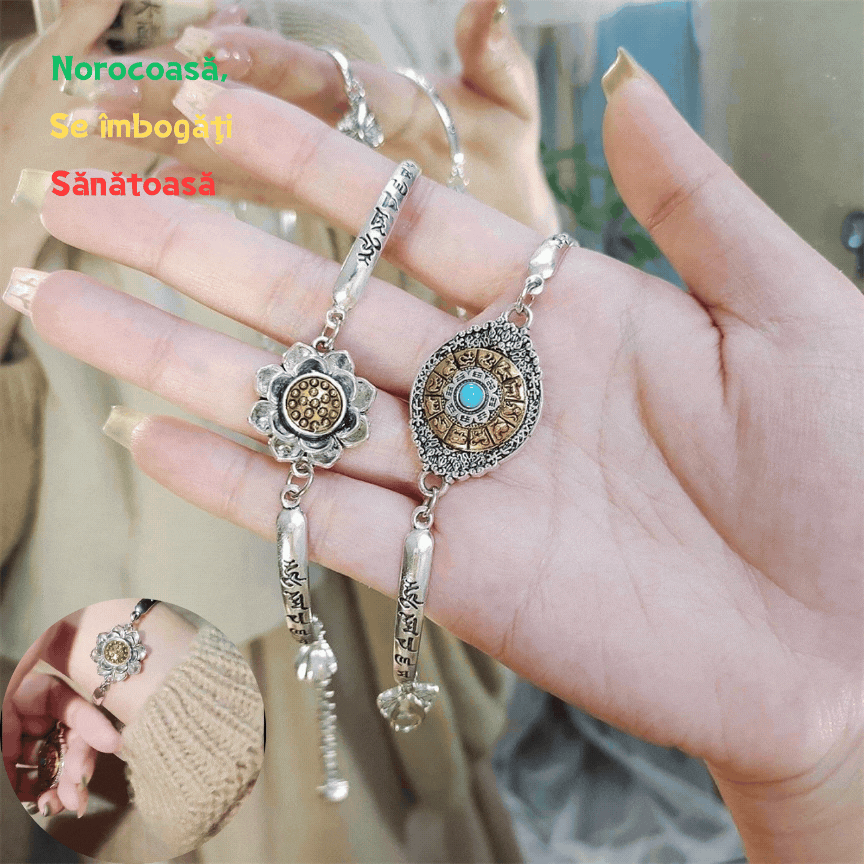 🔥【30%OFF】Pulsera de loto giratoria con mantra de seis caracteres de la suerte