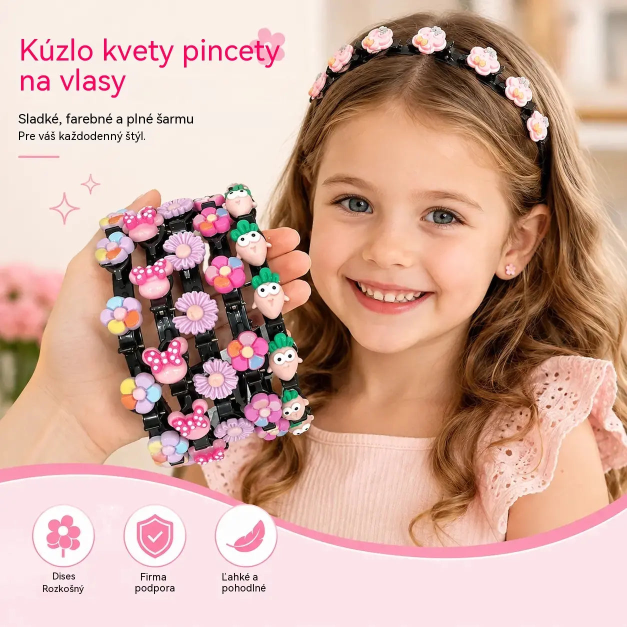 👑【5 kusov】Paličky, sponky a zapletené stuhy pre dievčatá