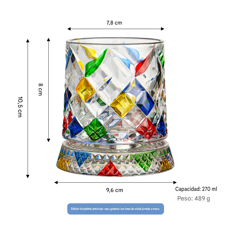 🥃【270ml】💎Vaso de whisky giratorio 360°, vaso de licor antiestrés pintado