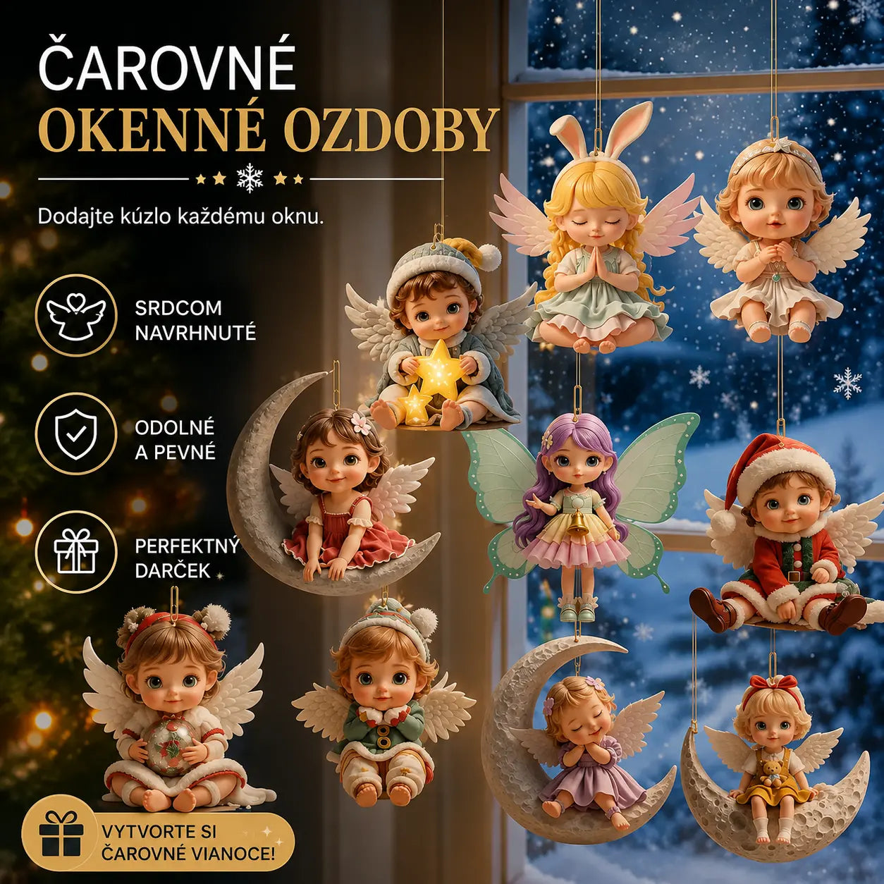 🎁【10/20 kusov】Drevený anjelik - vianočná dekorácia do domácnosti