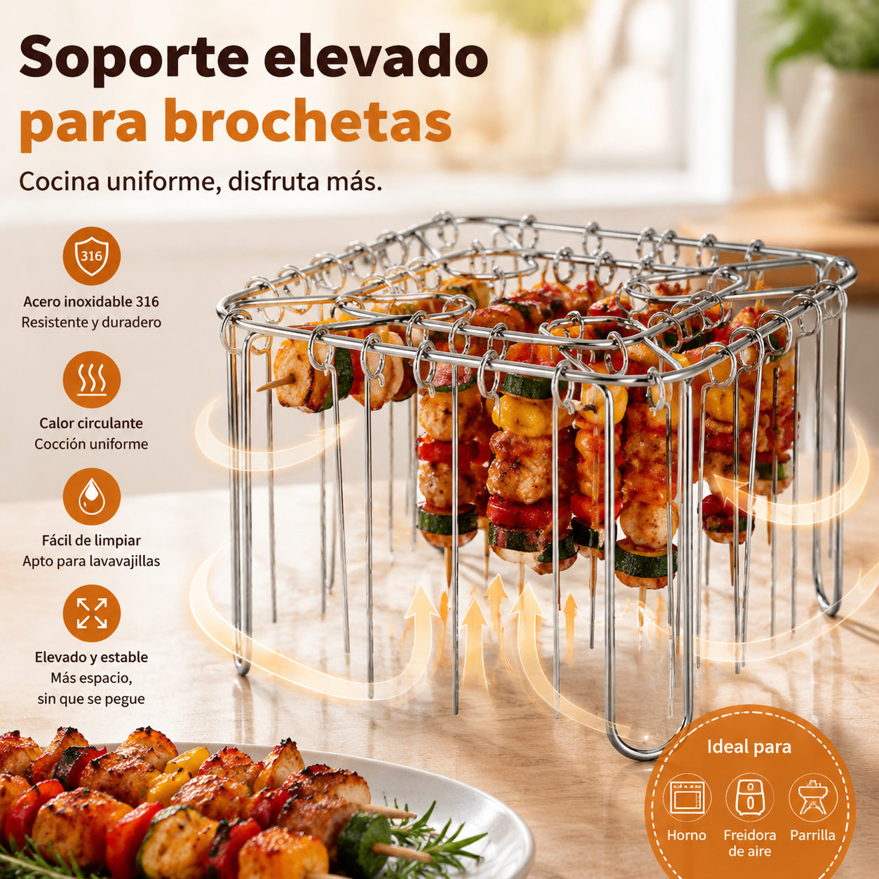 🔥【Incluye 40 ganchos】✨Parrilla para barbacoa de acero inoxidable 316🍢