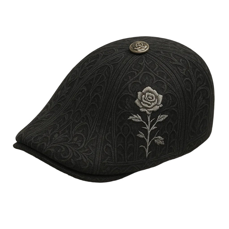 🔥☠️🌹Boina de calavera y rosa estilo gótico