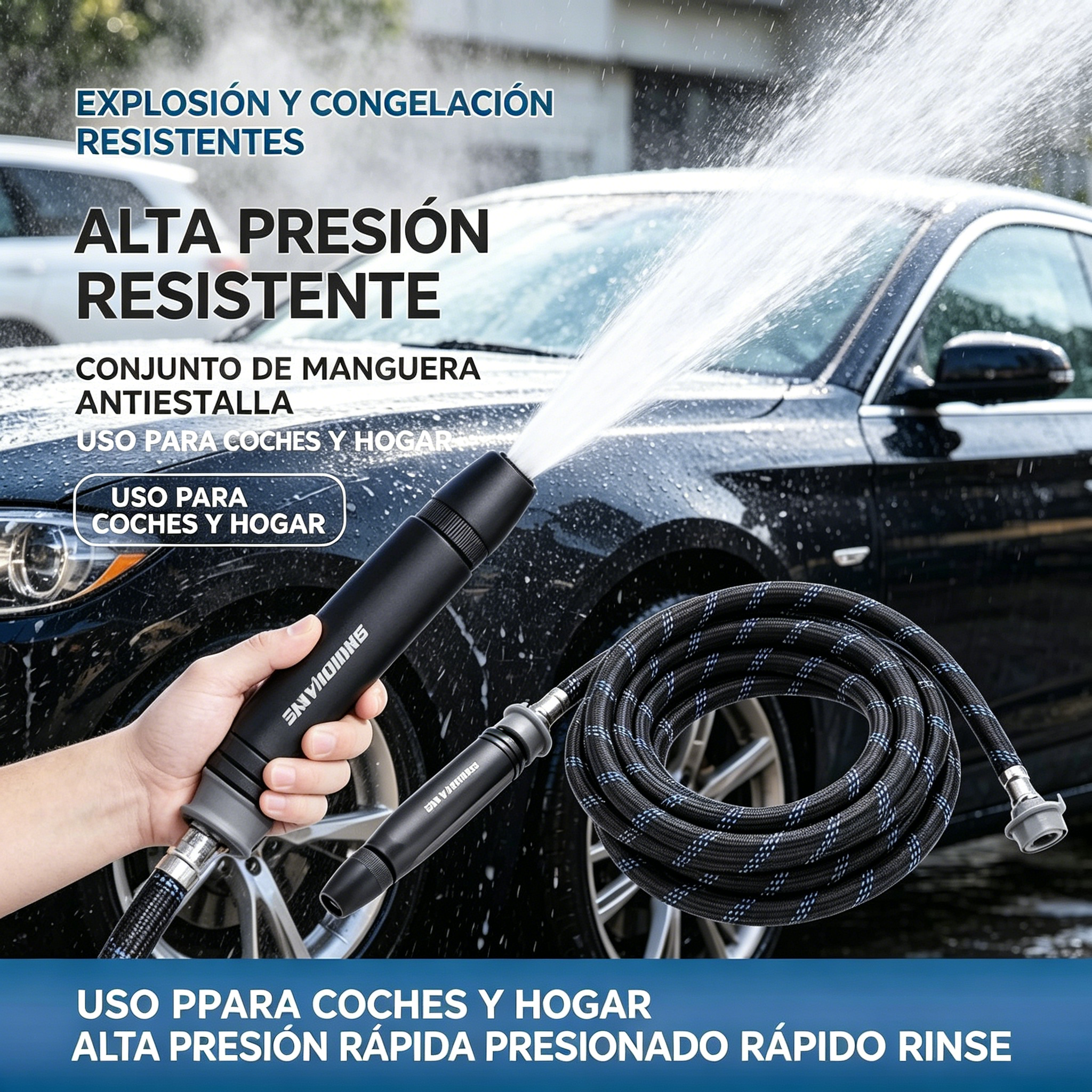 【Manguera + Pistola pulverizadora】💦Pistola de agua multifuncional de alta presión | Limpia coches, riega plantas y limpia casas en segundos🛡️