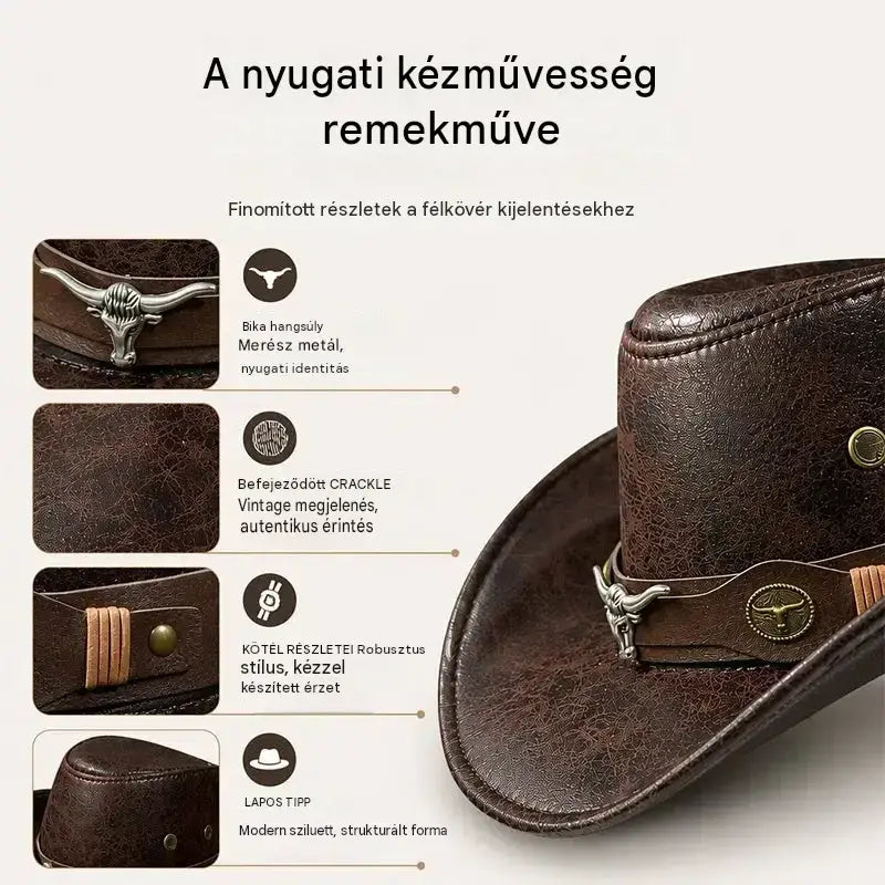 🤠Élvezze az 50% kedvezményt most! 🌟Retro széles karimájú cowboykalap kapucnipánttal - Kopott western stílusú fedora