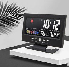 🔥Reloj despertador de mesa digital LED con monitor de temperatura y humedad y pronóstico del tiempo