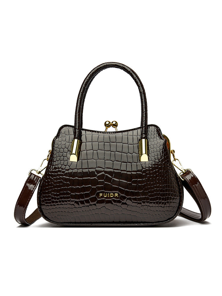 Elegante bolso de mano para mujer de piel de cocodrilo