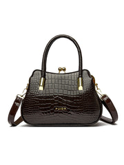 Elegante bolso de mano para mujer de piel de cocodrilo