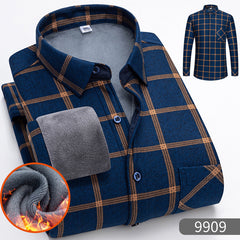 🔥✨【Compra uno, llévate otro gratis】👔【L-5XL】Camisa de manga larga de negocios cálida para otoño e invierno