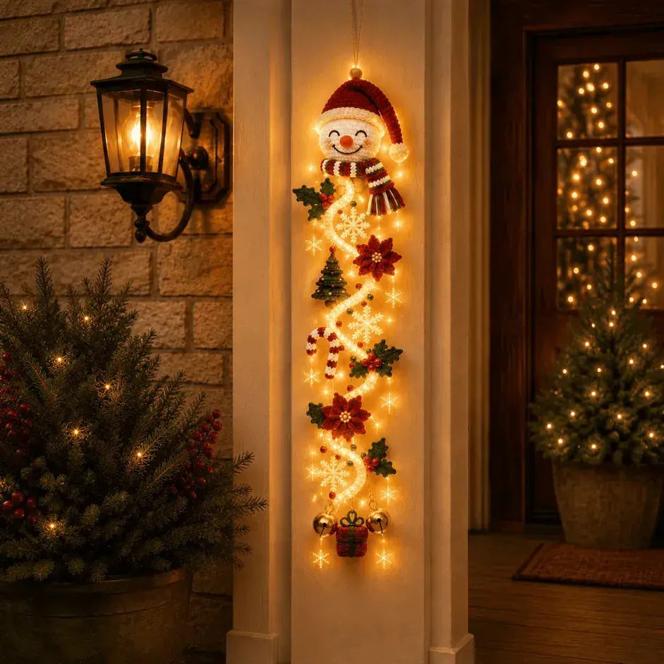 🎄 Božični okraski za vrata MerryCascade z osvetlitvijo | 6 prazničnih dizajnov, topla svetloba, 3D detajli in navpični dizajn, ki prihrani prostor ✨