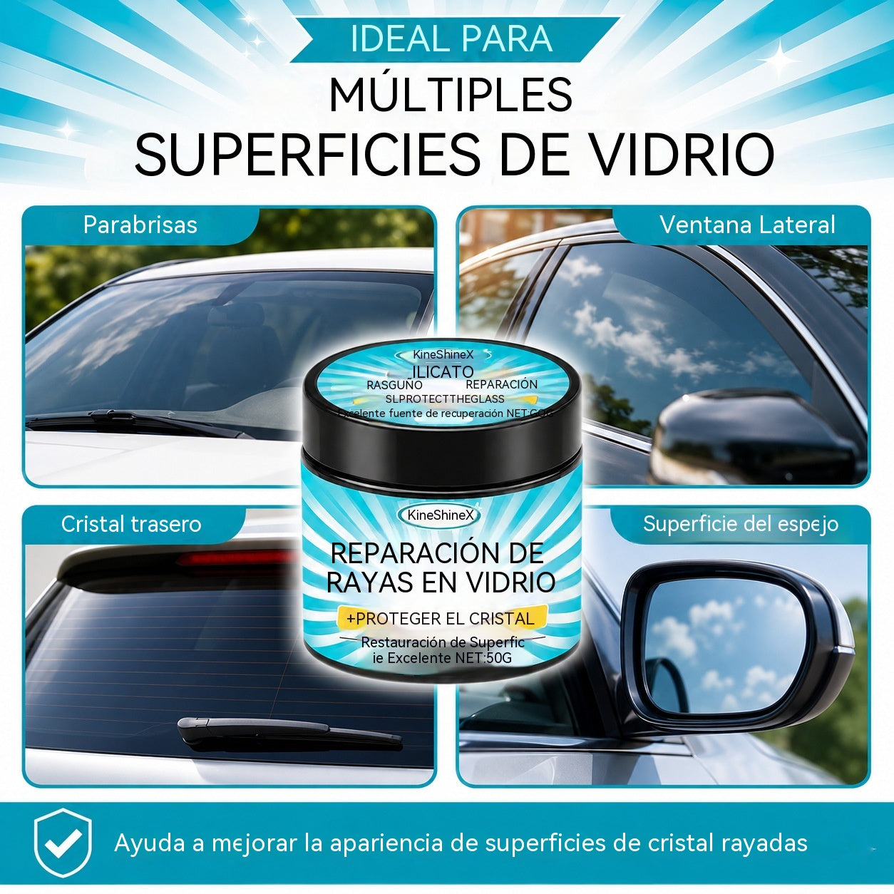 🔥【Compra uno y llévate otro gratis】🚗Pasta para reparar arañazos en vidrio, adhesivo para eliminar arañazos y fisuras