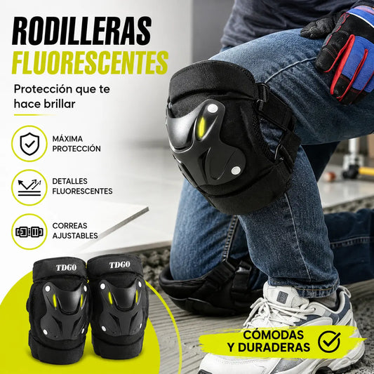 Rodilleras protectoras fluorescentes aptas para todas las estaciones, 🚴‍♂️🛠️ ideales para ciclismo y trabajos de mantenimiento.