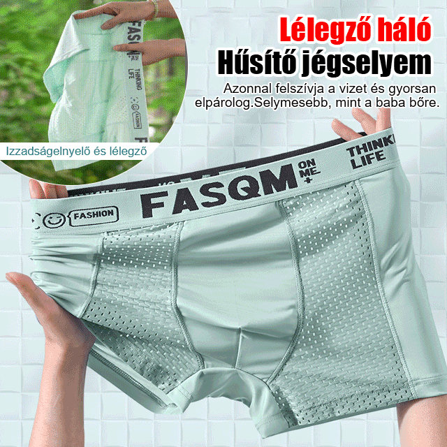 Calzoncillos bóxer de malla transpirable de seda helada para hombre