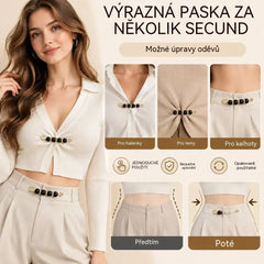 ✨ Elegantní perlové spony pro úpravu pasu a výstřihu (sada 12 kusů: 6 stylů po 2 kusech) 👗 | 💎 Bez nutnosti šití · Elegantní a praktické