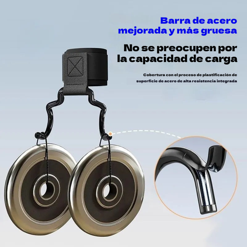 Juego de 2 ganchos de fitness para culturismo y levantamiento de pesas, soporte ensanchado de 125 mm, correas antideslizantes para las muñecas, capacidad de 250 kg para dominadas y peso muerto.