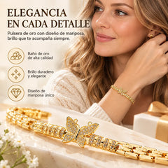 🦋 ¡Ahorra un 50%! ✨ Pulsera de mariposa de oro de 18 quilates: eslabones delicados, acabado elegante ✨