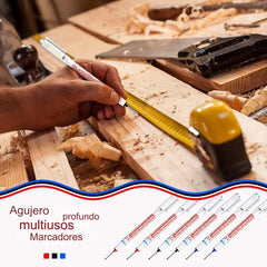 🔥【10 piezas】Bolígrafo de punta larga de 20 mm, bolígrafo para carpintería de agujero profundo, bolígrafo multiusos de cabeza larga aceitosa