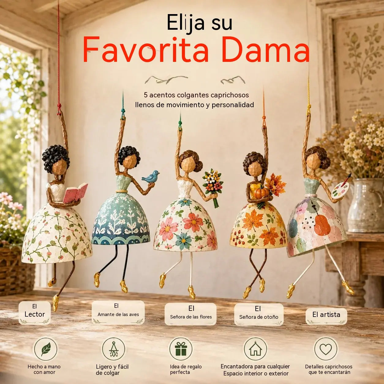 ✨💃🌸Adorno colgante caprichoso de una dama bailarina
