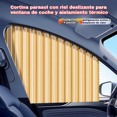 🔥【Juego de 4 piezas】 Parasol para ventanilla de coche con riel deslizante y función de aislamiento térmico.