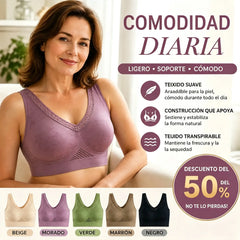 40-120 kg【Paquete de 3】Sujetador de encaje sin aros para mujer, alta sujeción