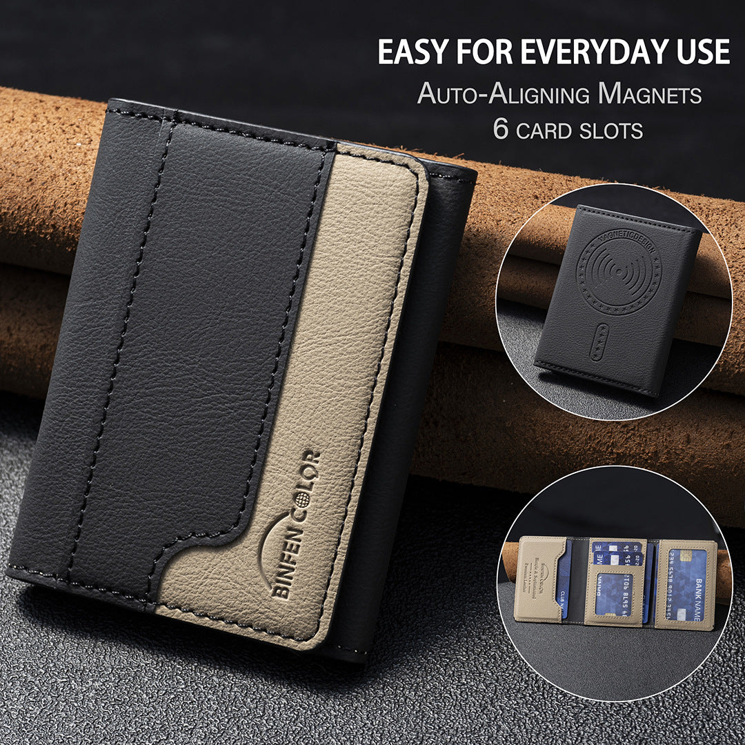 Cartera magnética tríptico con tarjetero, tarjetero universal para teléfono móvil con ventosa en la parte posterior.