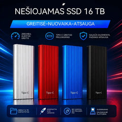 🏆Riboto laiko pasiūlymas⚡ 🔥Didelės talpos (16 TB) kompaktiškas nešiojamasis SSD diskas su USB „Type-C“ jungtimi