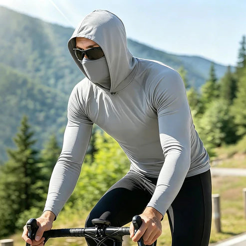 🔥🌞Sudadera con capucha ligera para hombre, secado rápido y protección UV