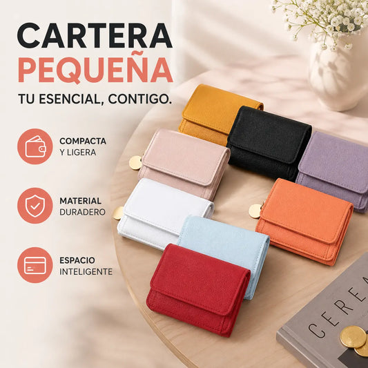 🔥✨Elegante y minimalista cartera corta para mujer, con ranuras para tarjetas, compartimento para billetes y ventana para identificación.