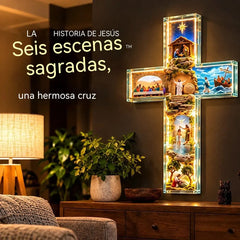 ✨ ¡Oferta a mitad de precio! ✝️ Lámpara en forma de cruz «La historia de Jesús: seis escenas»