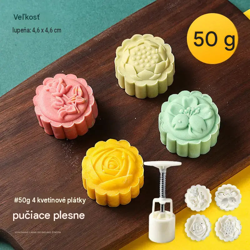 【1 molde con 4 diseños de flores】✨😍 Juego de moldes de presión manual para masa, moldes creativos para repostería.