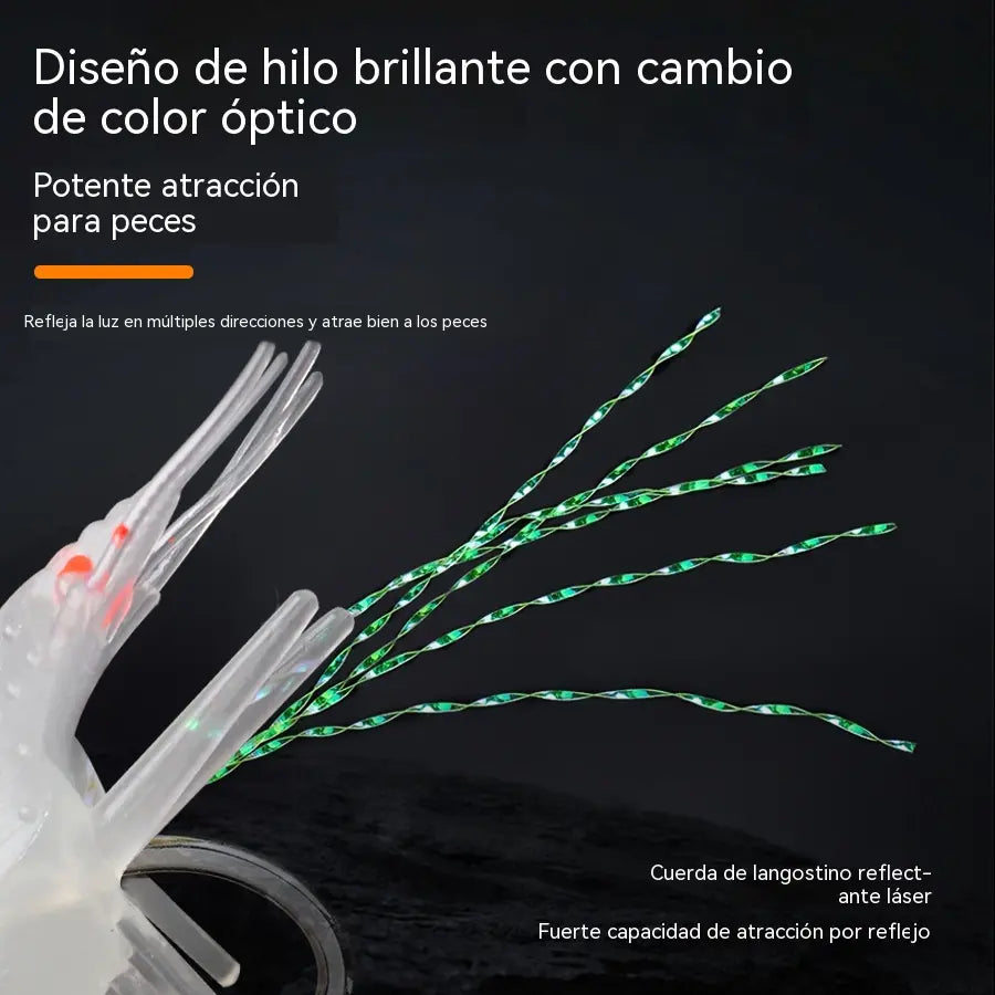 【7 piezas 24 euros】Palitos luminosos de camarones de silicona suave