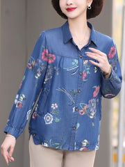 🔥【S-5XL】Camisa vaquera de seda helada para mamá de mediana edad
