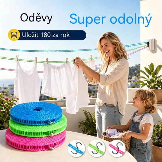 💥【3 kusy】🔗 Protiskluzová a větruodolná šňůra na prádlo 👕 Zabraňuje nepořádku při prádle ve větru 🌬️