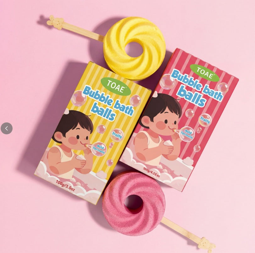 2 PIEZAS🍭Bolas de baño reutilizables con forma de piruleta, coloridas bolas de burbujas para un baño divertido🍭